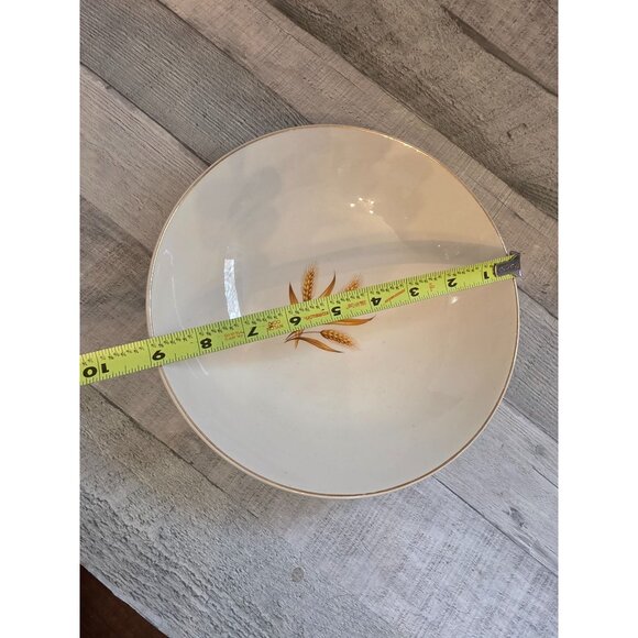 Vintage Homer Laughlin Golden Wheat Pattern Serving Bowl Gold Trim 9" MCM - Picture 5 of 6